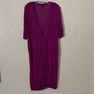 TORRID Space-Dye Duster V-Neck Button-Front Sweater 1X Fuchsia Purple Colors